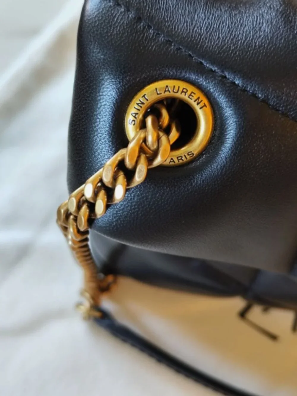 YSL Loulou Puffer Black Leather Shoulder Bag Quilted Chain Crossbody